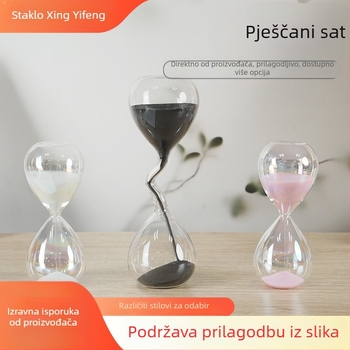 Sat s pijeskom – Ručno oblikovano borosilikatno staklo, moderni minimalistički stil, dekorativni visi komad, idealan osobni dar