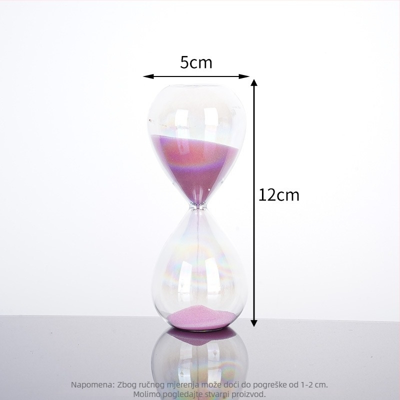 Sat s pijeskom – Ručno oblikovano borosilikatno staklo, moderni minimalistički stil, dekorativni visi komad, idealan osobni dar