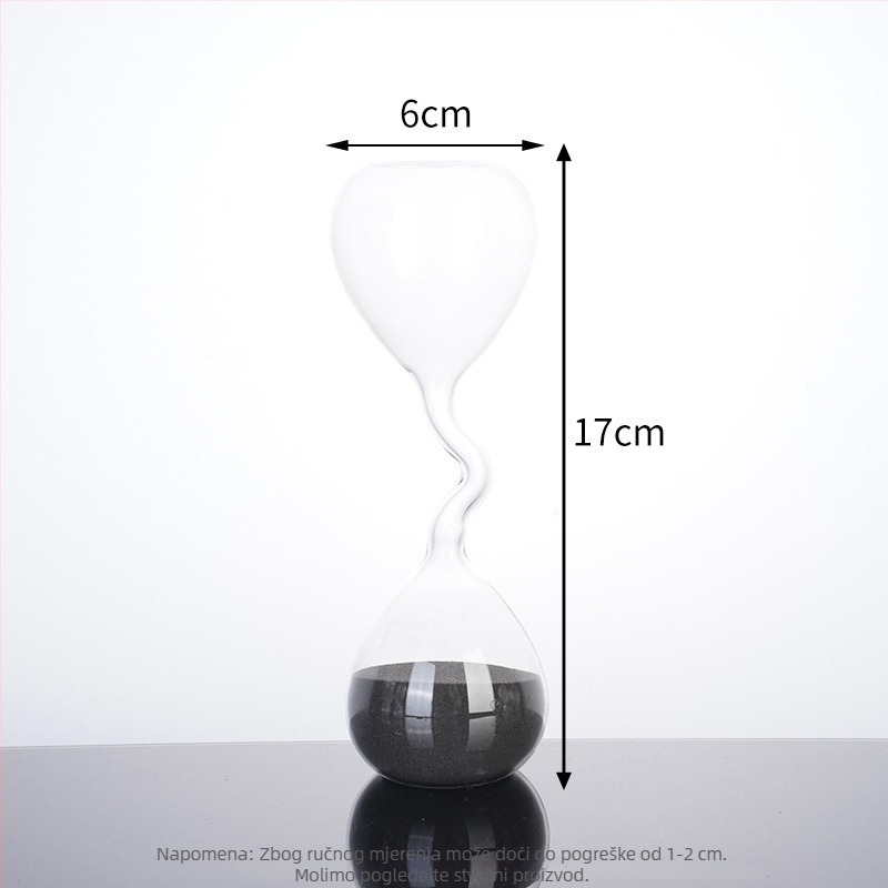 Sat s pijeskom – Ručno oblikovano borosilikatno staklo, moderni minimalistički stil, dekorativni visi komad, idealan osobni dar