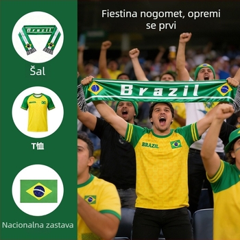 Šal navijačima nogometa s prilagođenim logom, satenski materijal, moguć ispis loga, prilagodba dostupna, pogodan za nogomet, proizvodni ciklus 7–15 dana