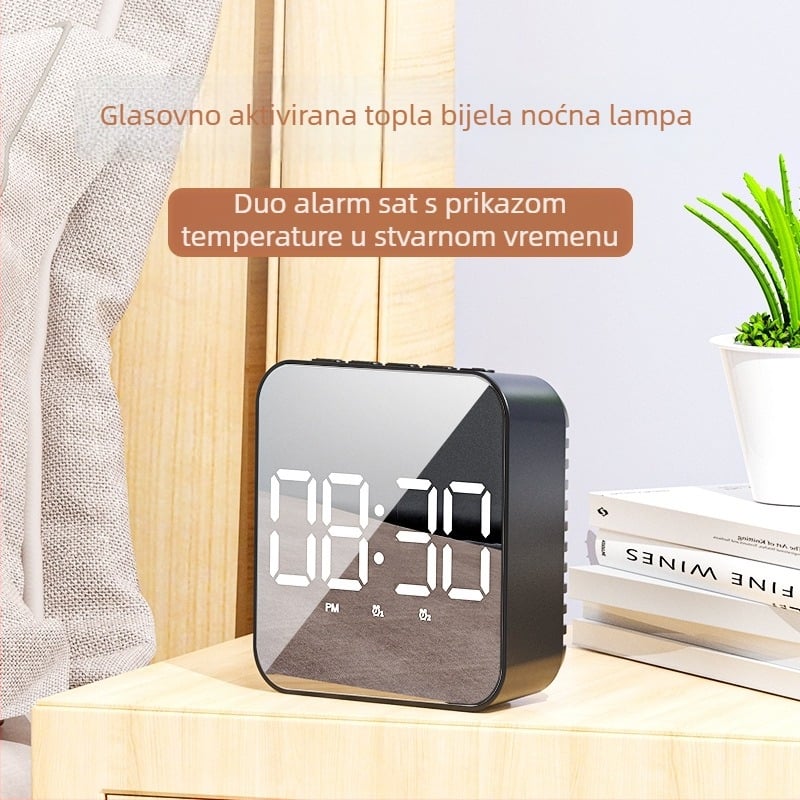 LED budilica s termometrom, alarmom i 24-satnim prikazom — napajanje baterijom, elektronski pogon