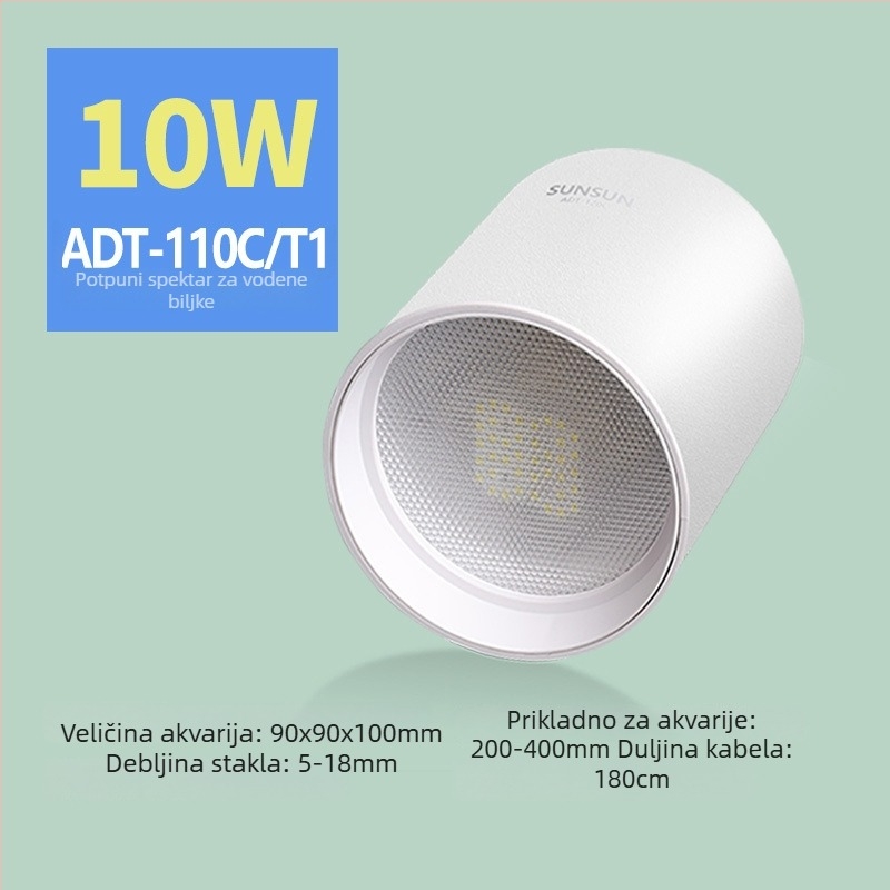 LED lampa za akvarijske biljke – podesiva svjetlinu i nosač, aluminijska legura, cijeli spektar, 10–50W