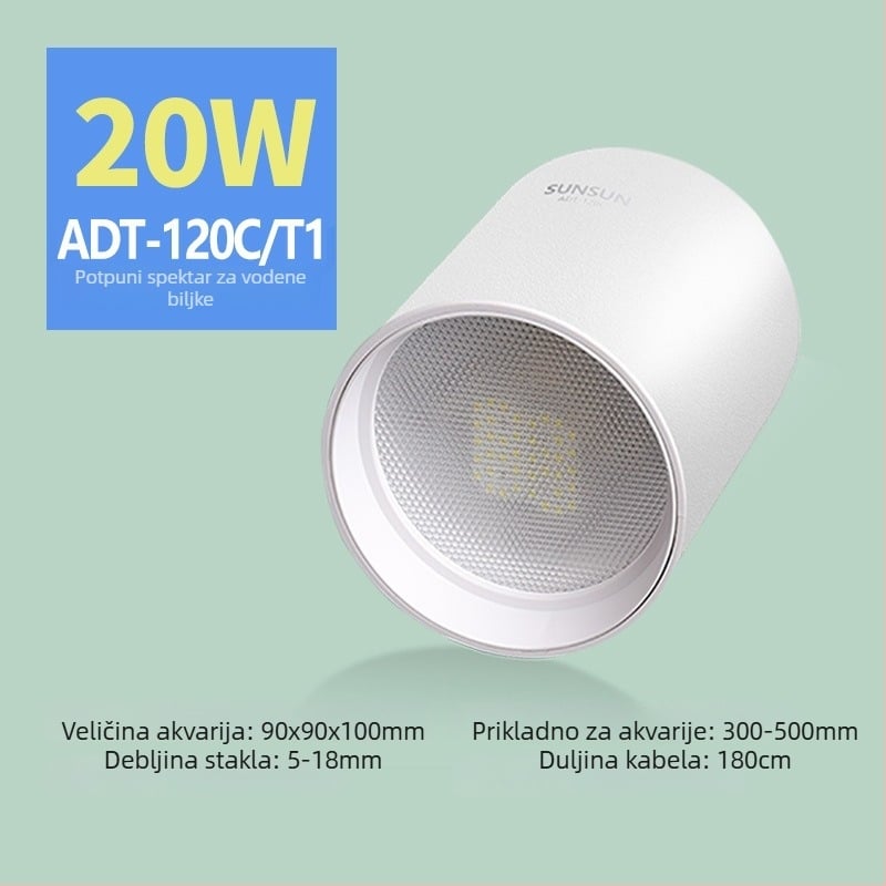 LED lampa za akvarijske biljke – podesiva svjetlinu i nosač, aluminijska legura, cijeli spektar, 10–50W