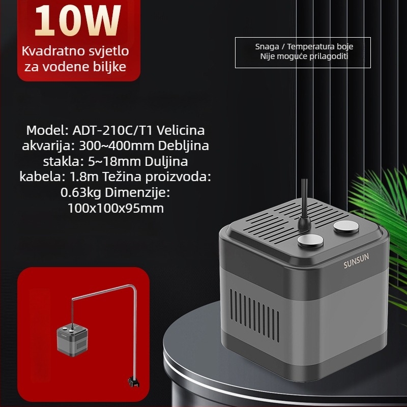 LED lampa za akvarijske biljke – podesiva svjetlinu i nosač, aluminijska legura, cijeli spektar, 10–50W