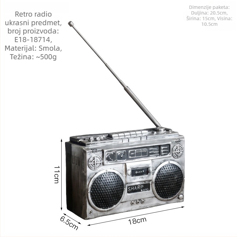 Ukras od smole u obliku radija, europski retro dizajn, za kućni dekor i rekvizite za fotografiranje