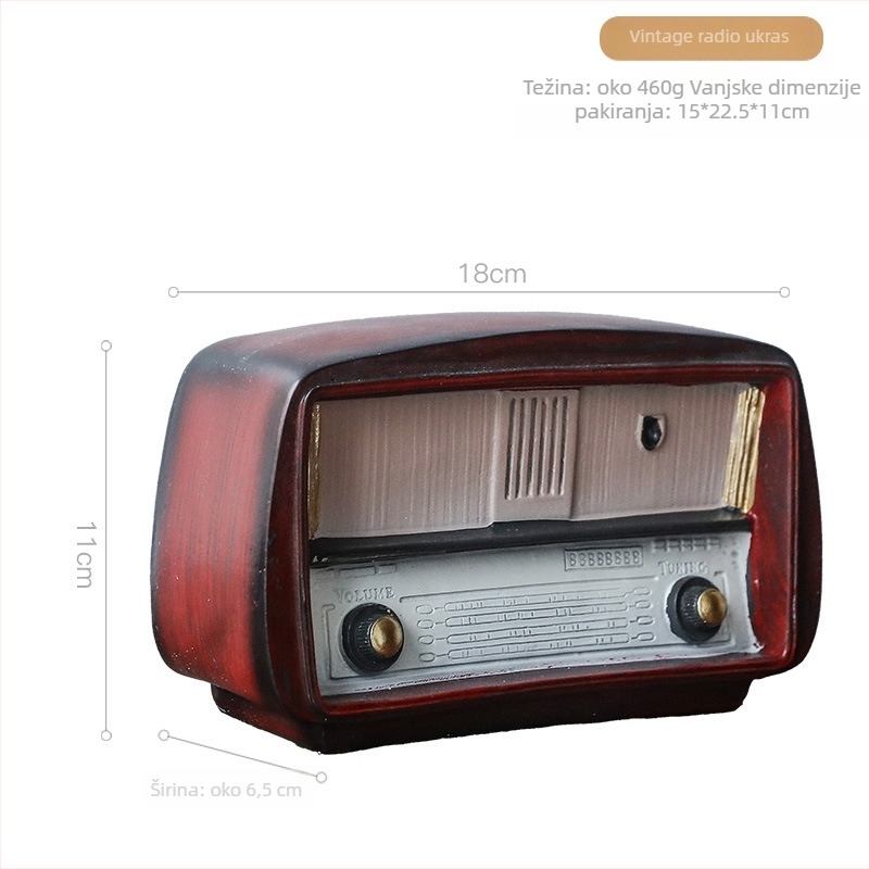 Ukras od smole u obliku radija, europski retro dizajn, za kućni dekor i rekvizite za fotografiranje