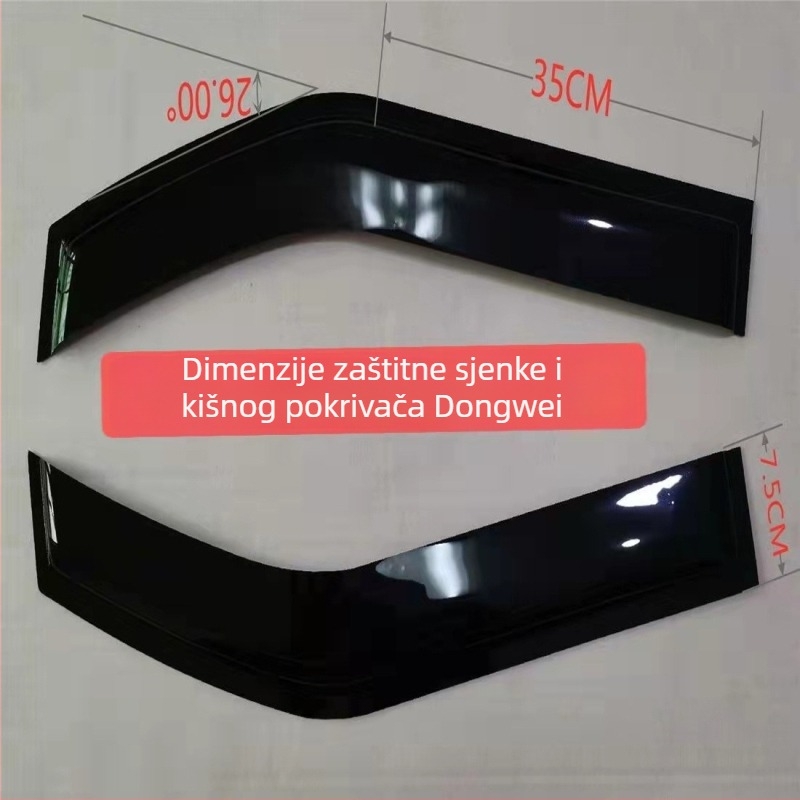 Rain eyebrow za univerzalna vozila, guma, montaža ljepilom, paket od 2 komada