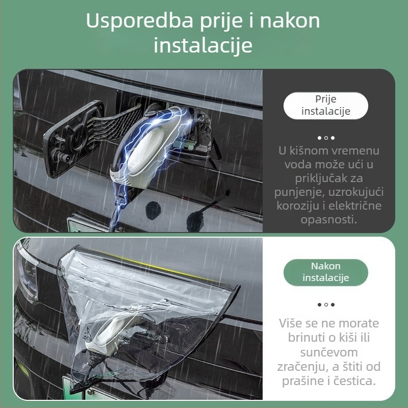 EV punjački port kišnica zaštitni pokrov, Zaštitni pokrov za punjački port (PVC; Model 9875; Pogodno za različite modele električnih vozila; Svrha: Zaštitna upotreba)