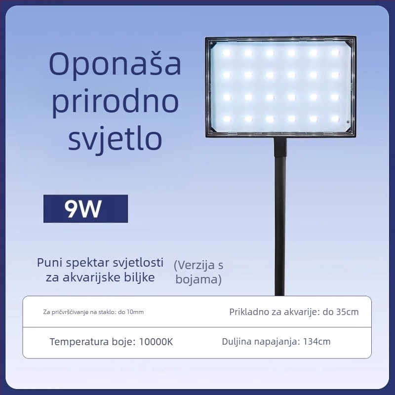 LED svjetlo za akvarij – svjetlo s punim spektrom za vodene biljke, 10.4W