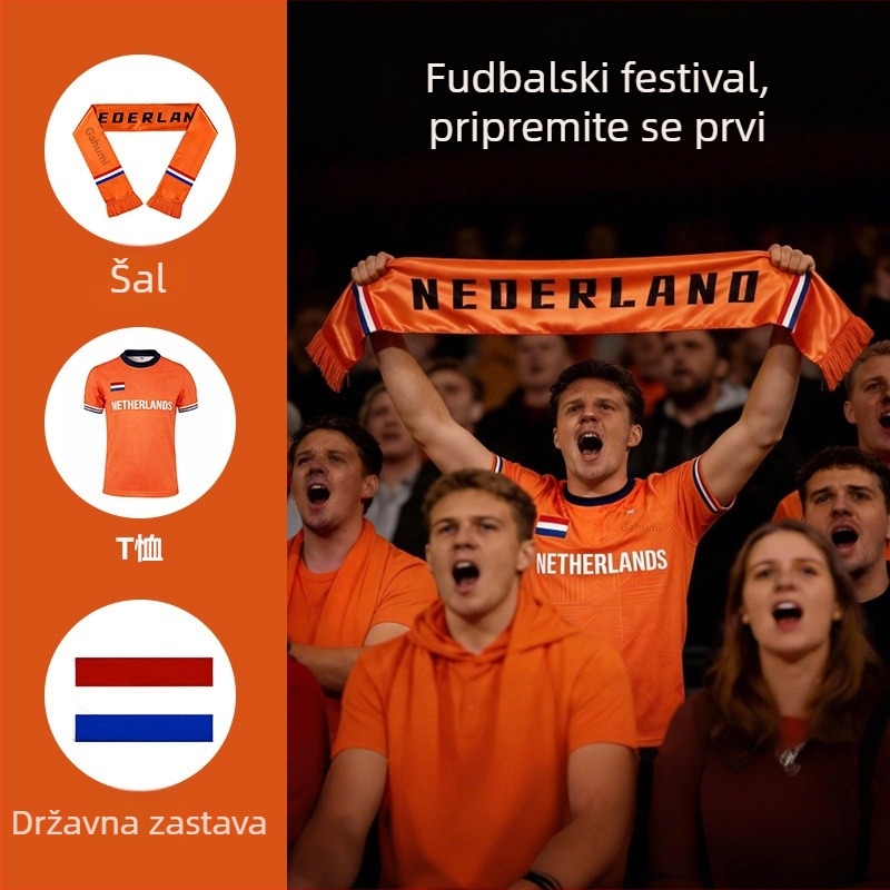 Nogometni navijački šal s prilagođenim logom, satenski materijal, moguć tisak logotipa, proizvodnja 7–15 dana