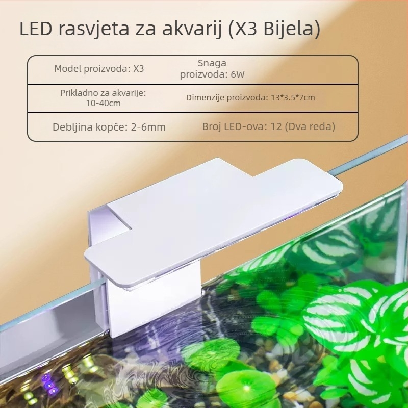 LED Clip svjetlo za akvarij – tanko mini LED svjetlo za vodene biljke (Marka: Rong xingda; Porijeklo: Kina; Funkcija: Osvjetljenje; Kod proizvoda: Clip light)