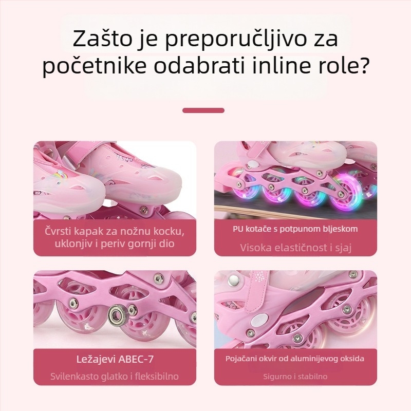 Unisex inline skates za početnike s kompletnom zaštitnom opremom, jednoredni kotači PU, Le Shang