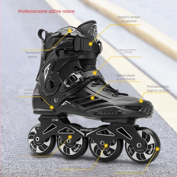 Inline rolne cipele - gornji dio od PP, kotači u jednom redu, PU kotači, univerzalna prilagodba, za početnike