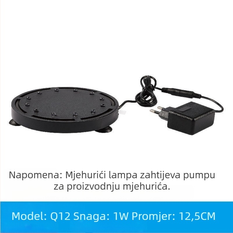 LED svjetlo za akvarij s mjehurićima, potopno, 1W, ABS, osvjetljenje i oksigenacija, promjenjiva svjetlina