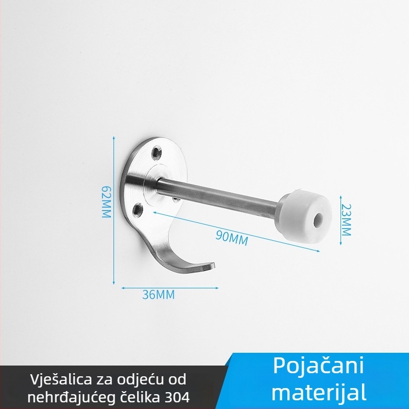 Vješalica za kapute za pregradnu kupaonicu, 304 nehrđajući čelik, model 304, završna obrada žičanim završetkom, moderni minimalistički stil