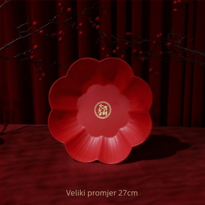 Vjenčani pladanj za voće, plastični, s metalnim rubom, u Opp vrećici, namijenjen vjenčanjima