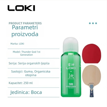 LOKI profesionalno organsko ljepilo za rekete za stolni tenis s četkicom, tekuće ljepilo za stolni tenis i feather tennis, prilagodljivo obrađivanje