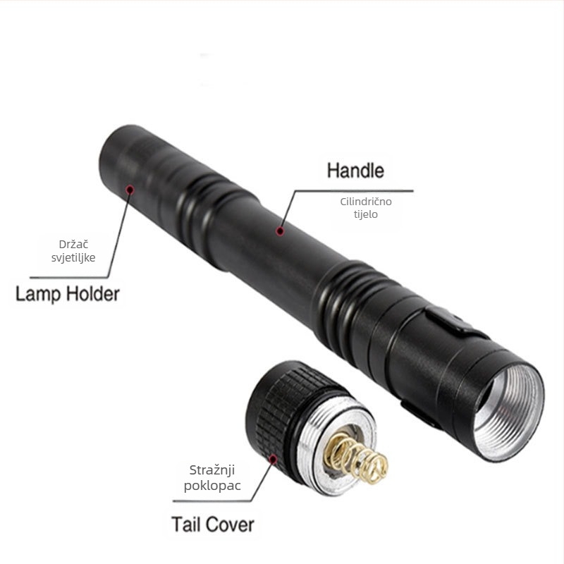 LED svjetiljka od aluminijske legure, 5W, 1200 mAh baterija, vodootporna, domet zrake 100–200 m