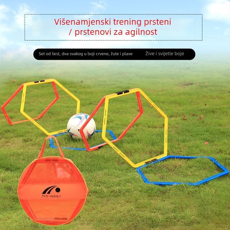 Nogometni trening prsten: debeli šesterokutni agilni prsten, poligonalni trening krug, PP materijal, prilagodljiva obrada, porijeklo Zhejiang