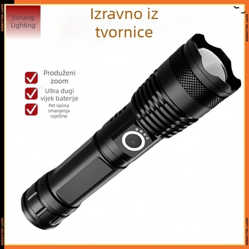 Izvlačiva LED svjetiljka od aluminijske legure, USB punjiva, s prikazom napajanja, Type-C punjenje, 5000mAh, 10W, izvlačni zum