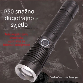 Hider visoke svjetline baterijska svjetiljka za outdoor avanture – 350+ lm, domet do 500 m, vanjska baterija 18650, tijelo od aluminijske legure, vodootporna