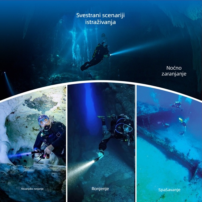 Orcatorch Orca X7 potapljačko kaciga svjetlo – podvodno osvjetljenje, aluminijska legura