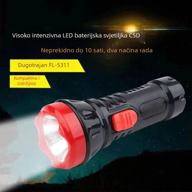 Prijenosna punjiva LED svjetiljka za vanjsku upotrebu – 1W, 400mAh, domet 50–100 m, trajanje 5 h