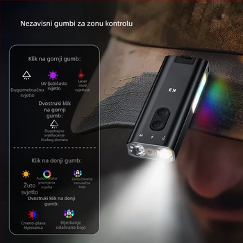 K3 Višenamjenska prijenosna mini LED svjetiljka – aluminijska legura kućište, LED izvor, snaga 5W, kapacitet baterije 750, raspon 100–200m
