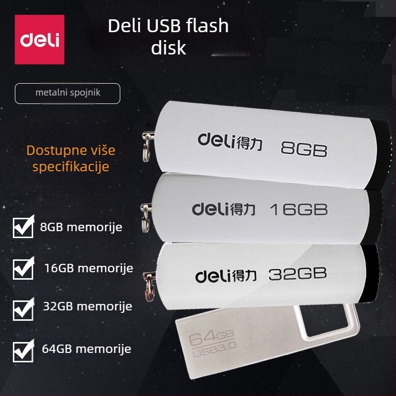 Deli USB flash disk – modeli 3721/3722/3723/3755/3753/3756/2191/2192/2173; kompatibilan s računalima
