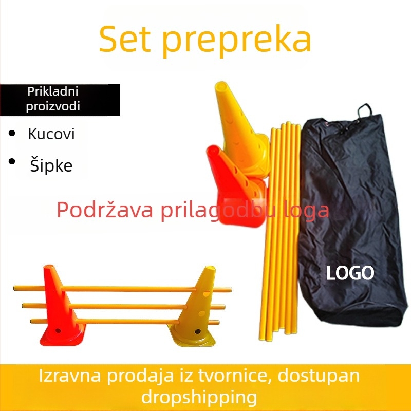 PVC trenažni alati s bušenim kanticama i nogometnim konusima, prilagodljivi