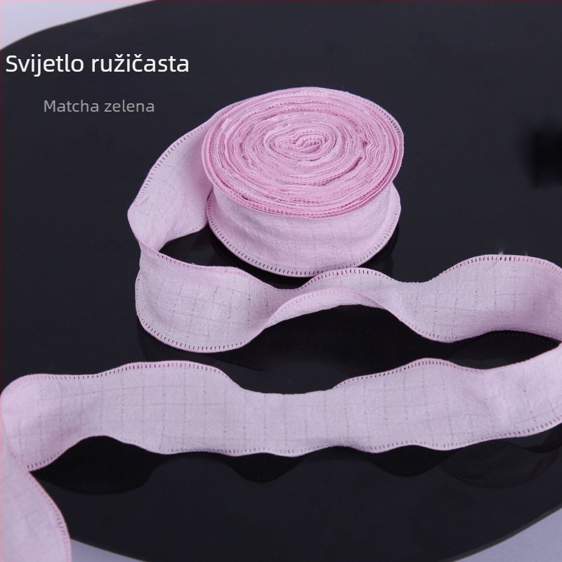 Čipkasta traka za bukete — Materijal: traka, plisirana čipka, rub s oblikom lotusovog lista, DIY pakiranje buketa