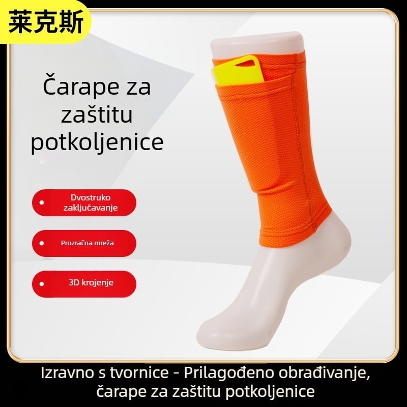 Navlaka za potkoljenicu za nogomet s umetnutim panelima, prozračna, poliester vlakna, prilagodljiva, trening-pomoć