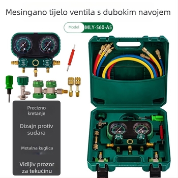 Diafragmalni tlakometar za automobilsku klimu, set alata s R134a rashladnim sredstvom, dvostruki tlakometar R22/R410