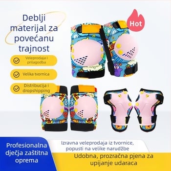 Dječji set zaštitne opreme za rolanje: kaciga i zaštite za dlan, lakat i koljeno — od pjenastog materijala