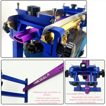 Set za oštrenje lednih klizaljki: aluminijski držač za oštrenje, dijamantni dvostrani kamen za oštrenje, pogodan za brzinske klizaljke, za cestovne i šorter-trak klizaljke