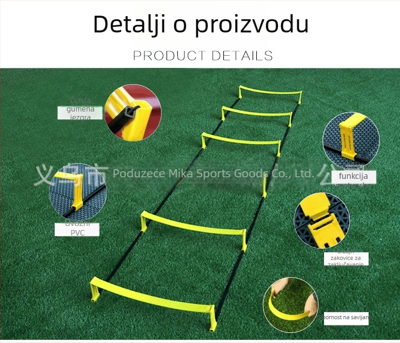 MAI CCA Mecca Nogometni trenažni pomagalo: dvostruko upotrebljiva agilna ljestvica, sklopiva brzinska ljestvica, prepreka i trening koraka (PP materijal, prilagodljiv, 6–16 komada)