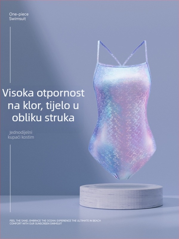 Ženski jednodijelni kupaći kostim – trkački stil, visok struk, brzo se sušeći materijal, s umetkom za grudi