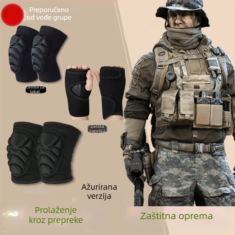 Koljenštitnici za taktičku obuku i puzanje, poliester materijal, 150–200 g, za vanjske sportove