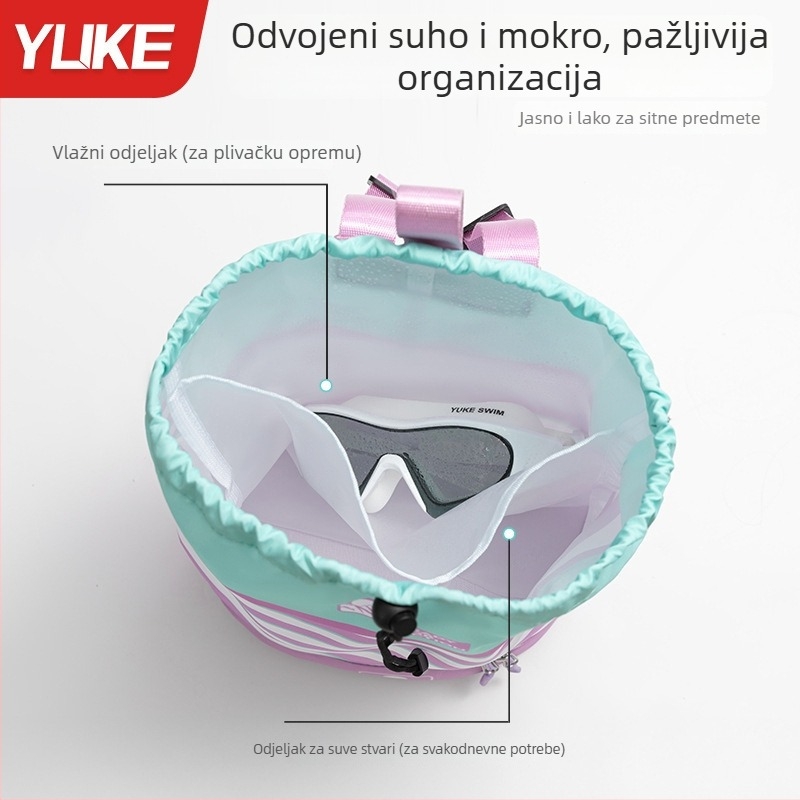 Unisex vodootporna torba za plivanje s odjeljkom mokro/suho, Oxford tkanina, kapacitet 20–35 L, prugasti uzorak, pogodna za sport i aktivnosti na otvorenom