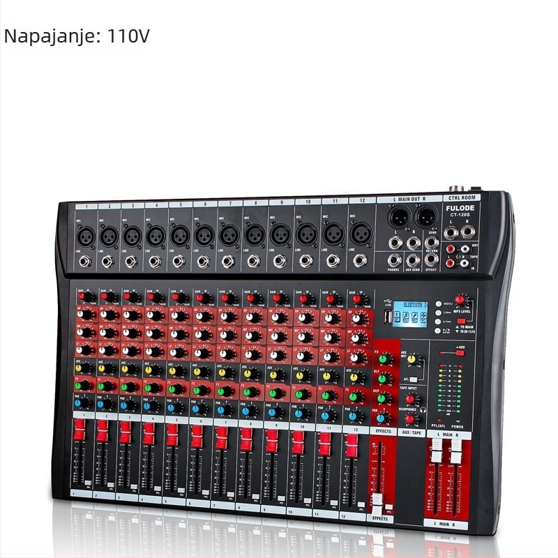 DJ mikser s 8 kanala, 6 kanala s reverbom, USB i Bluetooth