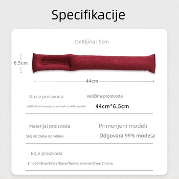 Tapa za prostor između sjedala automobila, Small Bull, nubuk suede materijal, traka protiv propuštanja