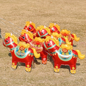 Poni igračka s kotačima i balon od aluminijske folije – lik životinje u crtiću, zodijak uzorak, za proljetni festival i ulični štand