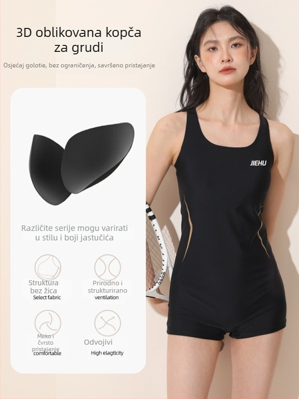 Ženski premium jednodelni plivački kostim za natjecanja, jednobojni, s jastučićem za prsni koš, bez metalne potpore