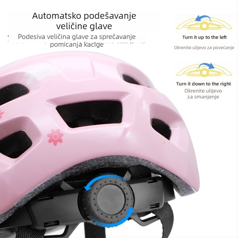 Dječja kaciga za bicikl - ultralakā, prozračna, monolitna konstrukcija, podesivi obim glave, Little Bee uzorak