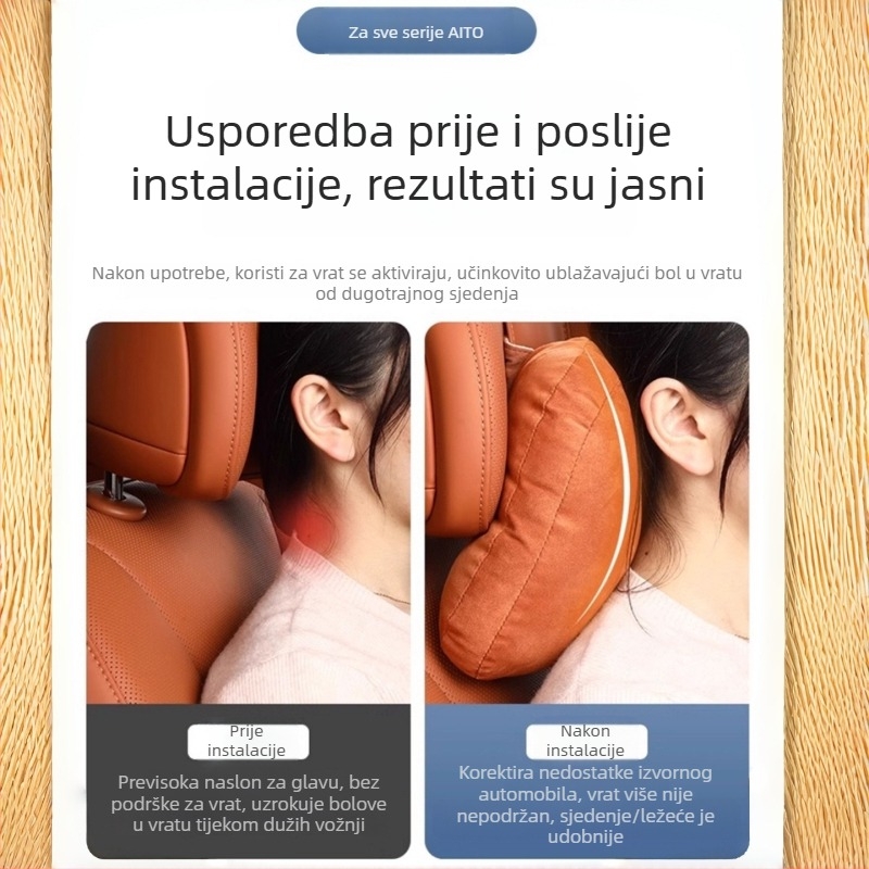 Automobilska jastučnica za vrat s podrškom za leđa, velur materijal, prilagodljivo, minimalistički stil, univerzalna kompatibilnost