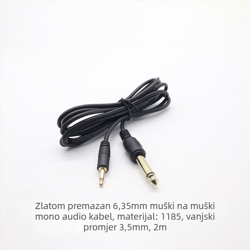 Kebolong audio kabel 6,35 mm na 3,5 mm za gitaru i mikrofon, PVC oklop, ROHS, pogodan za audio i video