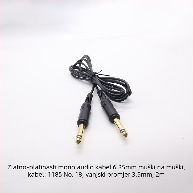 Kebolong audio kabel 6,35 mm na 3,5 mm za gitaru i mikrofon, PVC oklop, ROHS, pogodan za audio i video