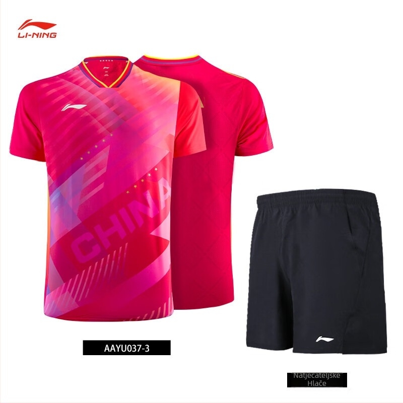 Uniforma za stolni tenis – Muški nacionalni tim, majica kratkih rukava i šorcevi, ljeto, tkanina 90% acetat s 10% Spandex podstavom