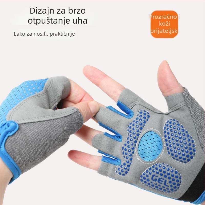 Dječje rukavice za vožnju biciklom, poludjelni prsti, unisex, monokromatski uzorak, tkanina, protuklizno, za uzrast 5–13 godina