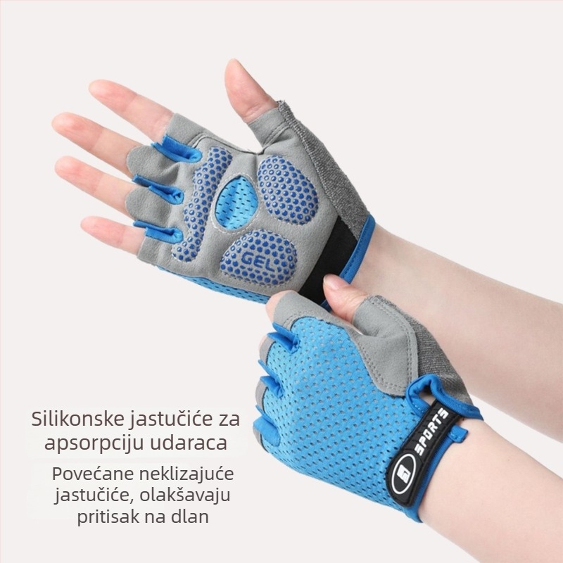 Dječje rukavice za vožnju biciklom, poludjelni prsti, unisex, monokromatski uzorak, tkanina, protuklizno, za uzrast 5–13 godina